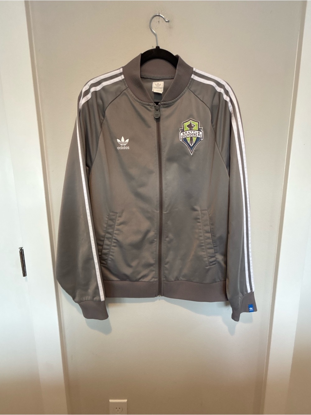 adidas Gray Bomber Jacket with Seattle Sounders Crest